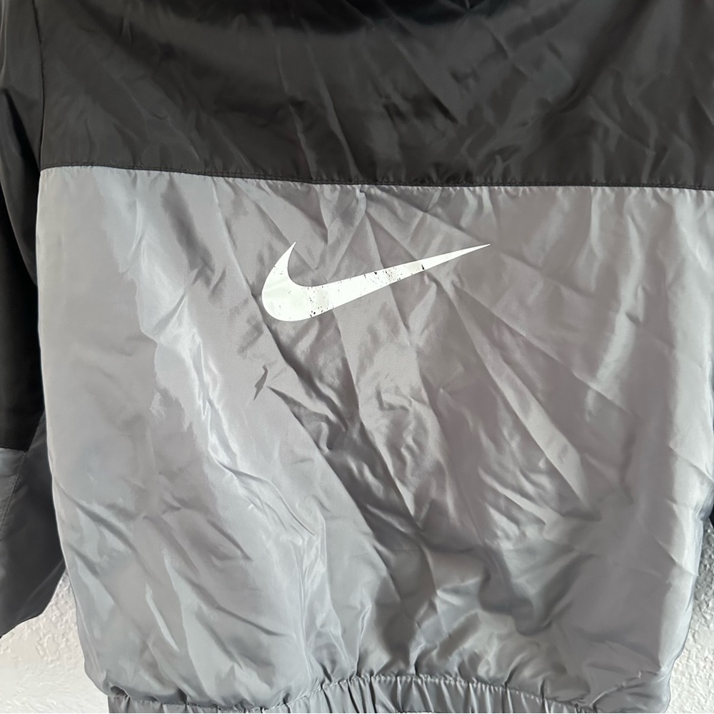 Nike 3T Fleece Lined Hooded Windbreaker Black Gray Jacket Toddler - Picture 4 of 16